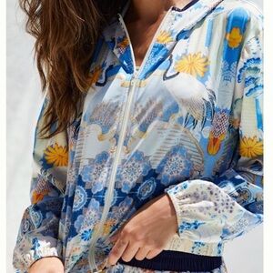 Daily Practice for Anthropologie Floral Crane Zip-Up Windbreaker Jacket L